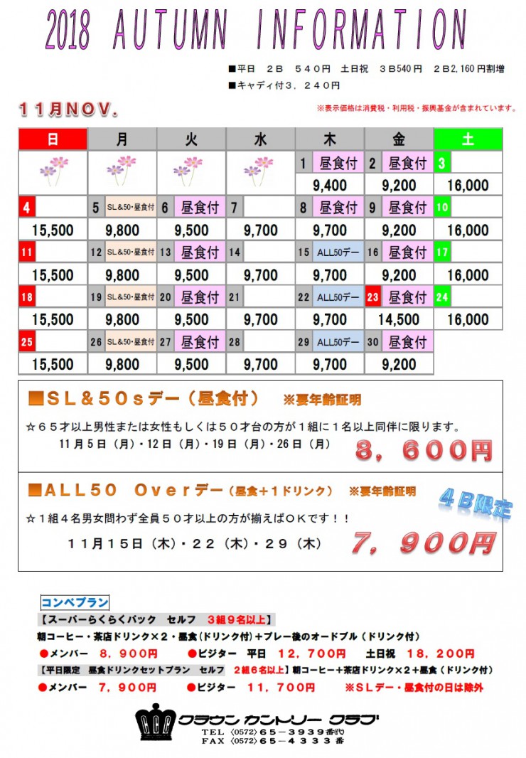 H30・11月料金表